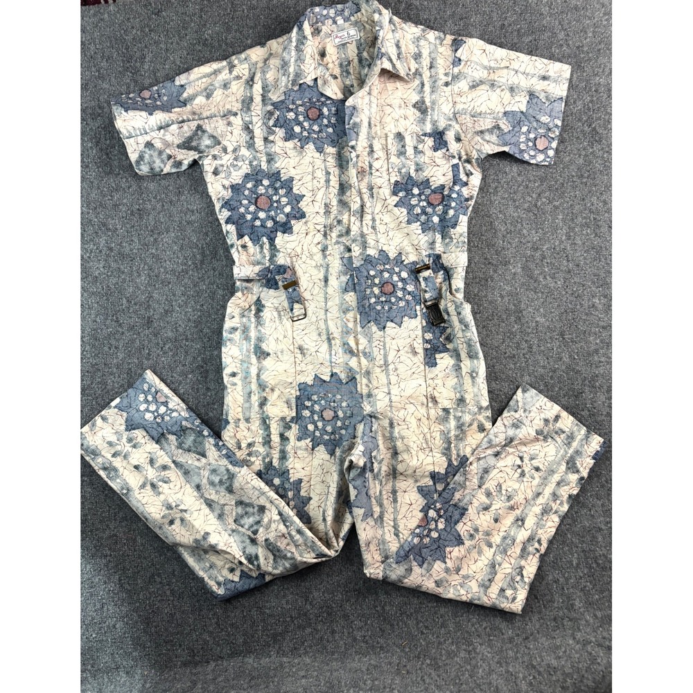 Vintage Bill Parry Reyn's Hawaiian Islands Men's Floral Belted Jumpsuit Medium